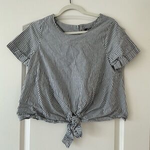 Babeau Stripe Tie Front Short Sleeve Top